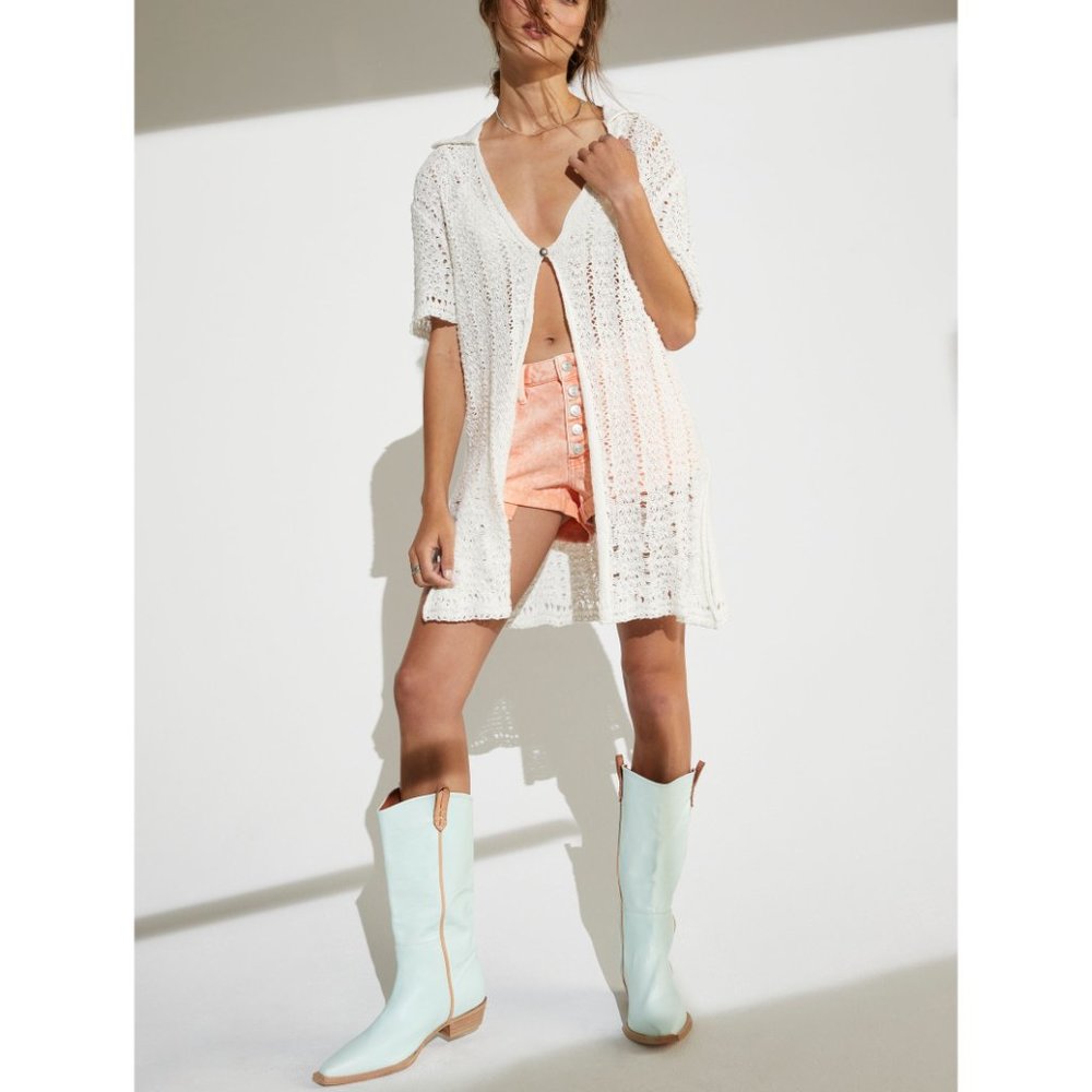 Free People Cream Open-Knit Cardigan - Picture 5 of 8
